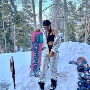 Silver metallic snow suit